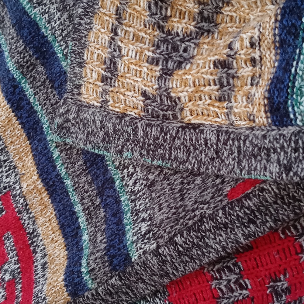 Spense Southwest Artist Style Brown Red Blue 3/4 Sleeve Open Cardigan / Duster M - Picture 9 of 11
